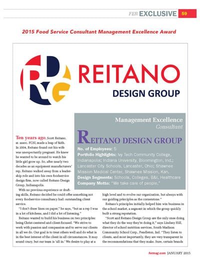 fer magazine2015-2016Management Excellence Award for Foodservice ConsultantsThis Bi-Annual honor is a juried award voted upon by leaders in the foodservice industry.read more >>